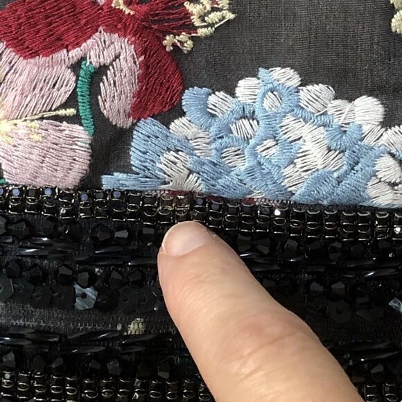 Mac Duggal 79361 EMBROIDERED BISHOP SLEEVE V NECK GOWN Black Multi Sz 6 - $798 - Picture 7 of 15